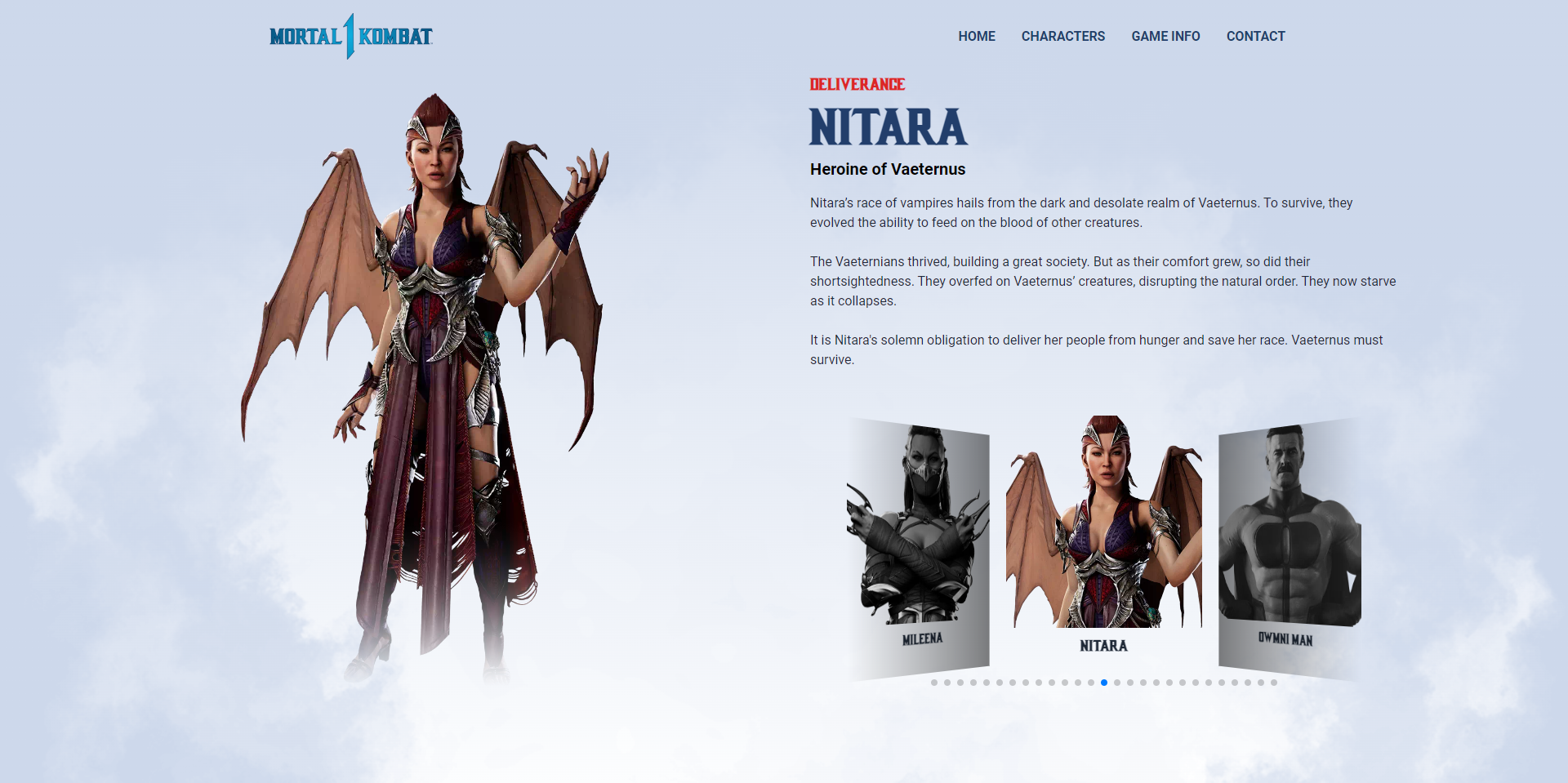 Landing page Mortal Kombat